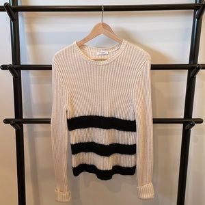 Equipment size S ivory and black stripe wool sweater